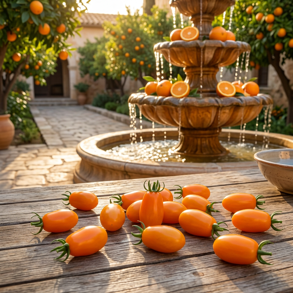 Add the actual elongated Roma tomatoes from the source image onto a wooden _20260627_163138_0000
